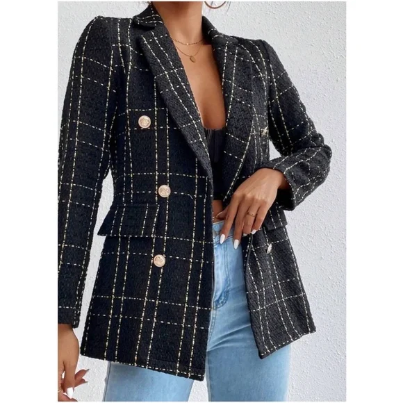 Classic Plaid Button up Tweed Blazer - Picture 7 of 12